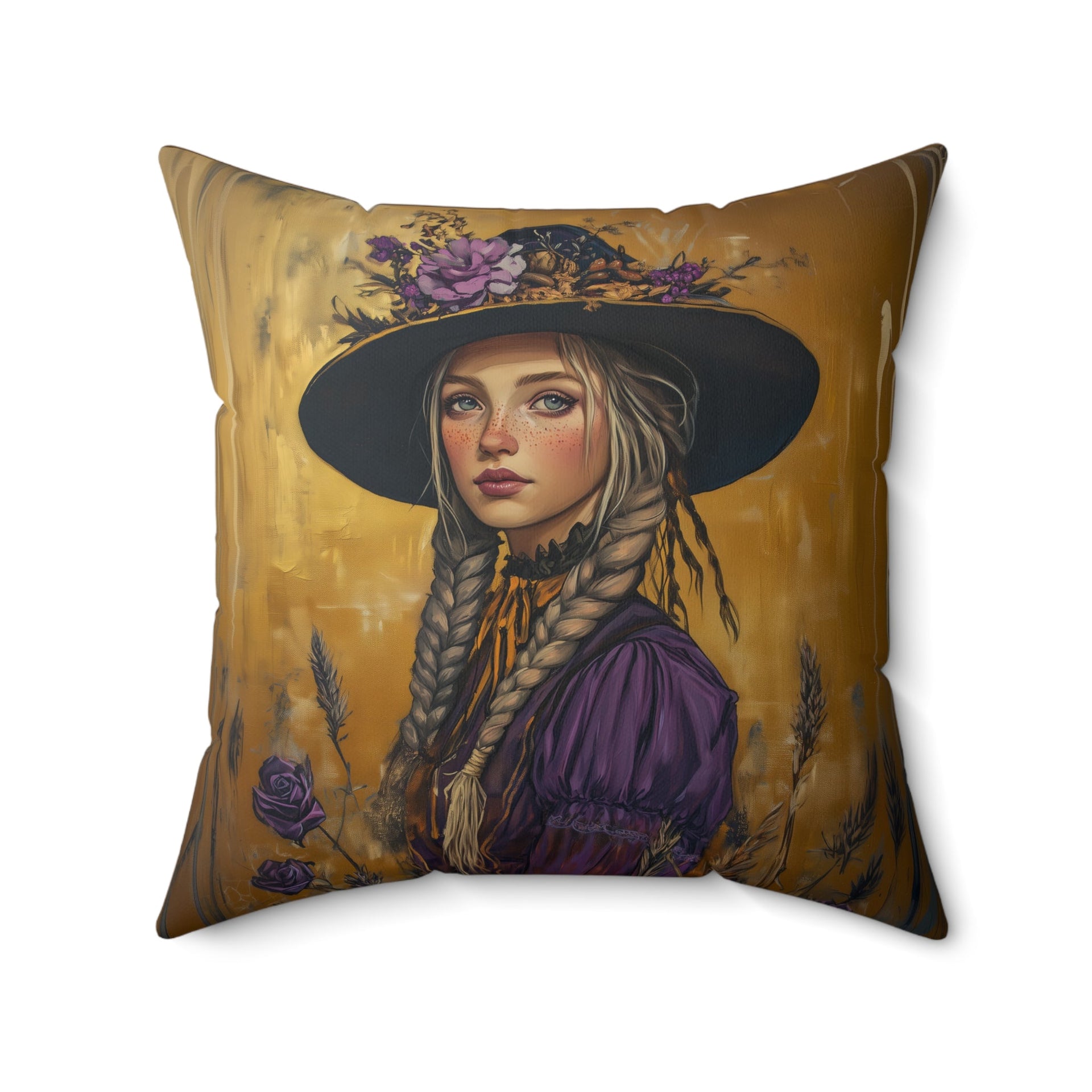 Microsuede Cushion / Autumn Fall Art / Woman - Savanah /