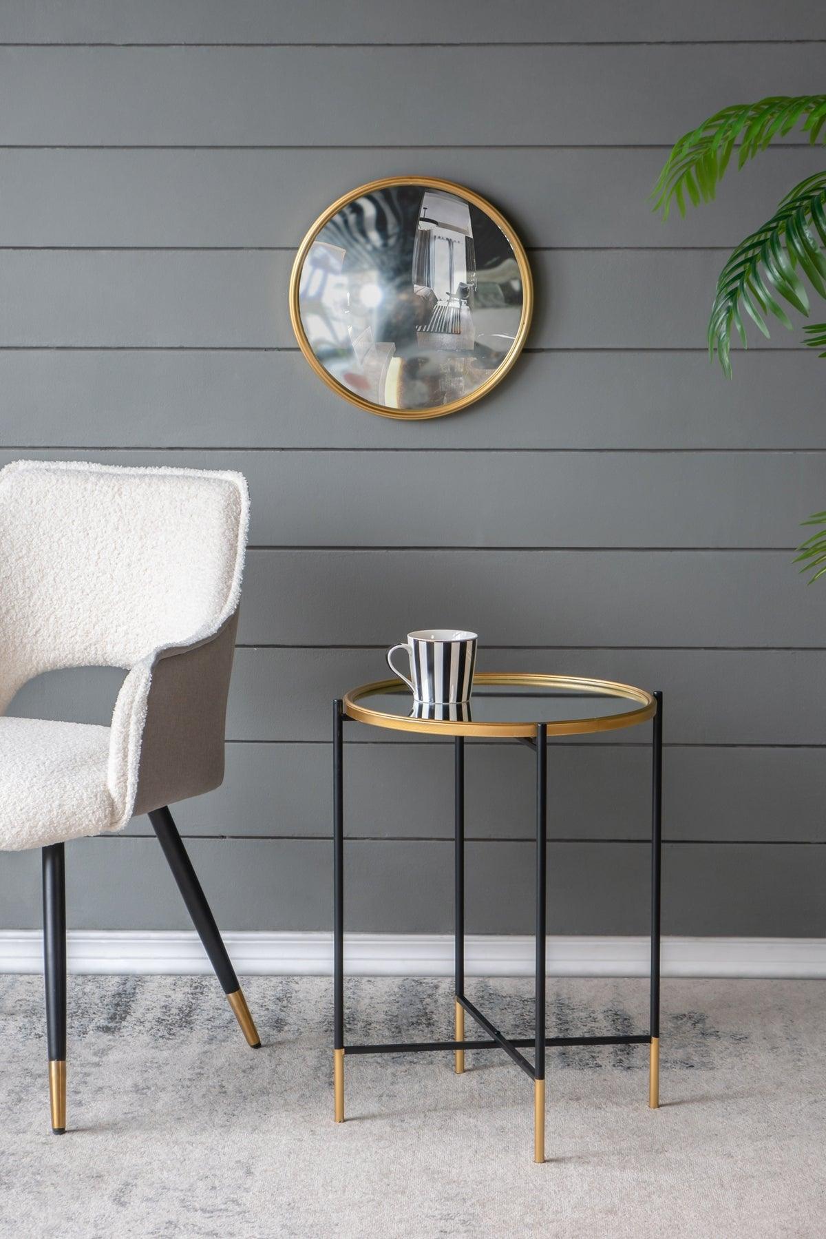 Set of 2 Gold Nesting Side Tables with Mirrored Tops