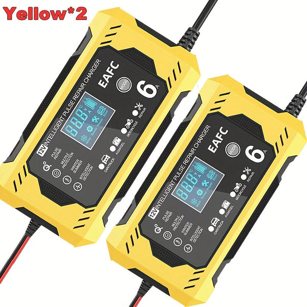 Car Battery Charger, 12V 6A Smart Battery Trickle Charger Auto 12V 24V Battery Maintainer for Car Truck Motorcycle Lawn Mower Marine Lead Acid Battery, Vehicle Battery Maintenance, Automotive Battery Care, Compact Charger, Po DSers Fulfillment