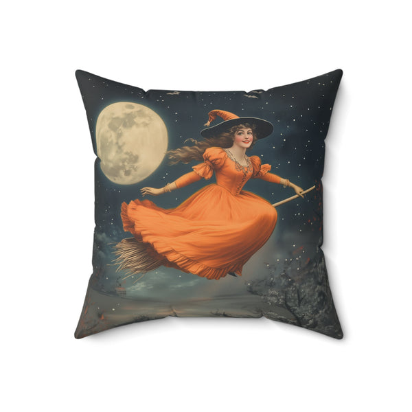 Microsuede Cushion / Vintage Halloween Art / Witches