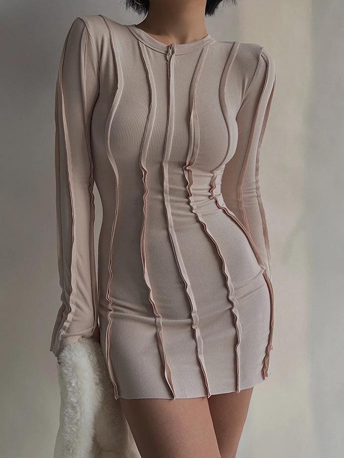 long sleeve round neck dress