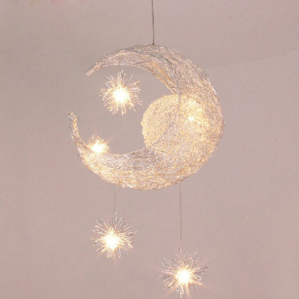 Aluminum Wire Star Moon Chandelier Restaurant Bar Bedroom Warm Lighting Simple Children'S Room Lamps Decorbites