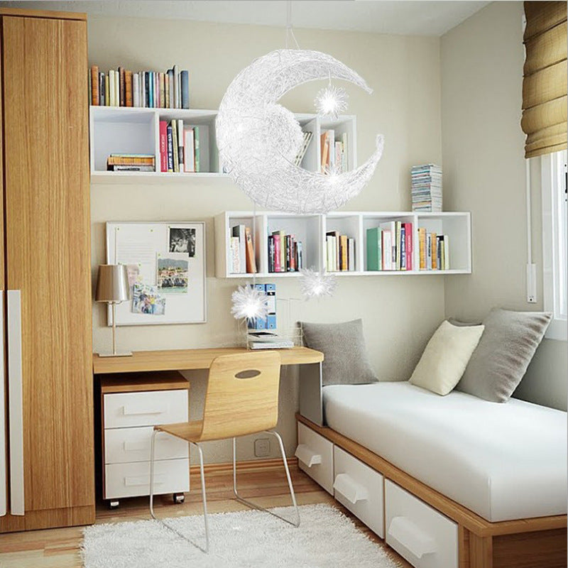 Aluminum Wire Star Moon Chandelier Restaurant Bar Bedroom Warm Lighting Simple Children'S Room Lamps Decorbites