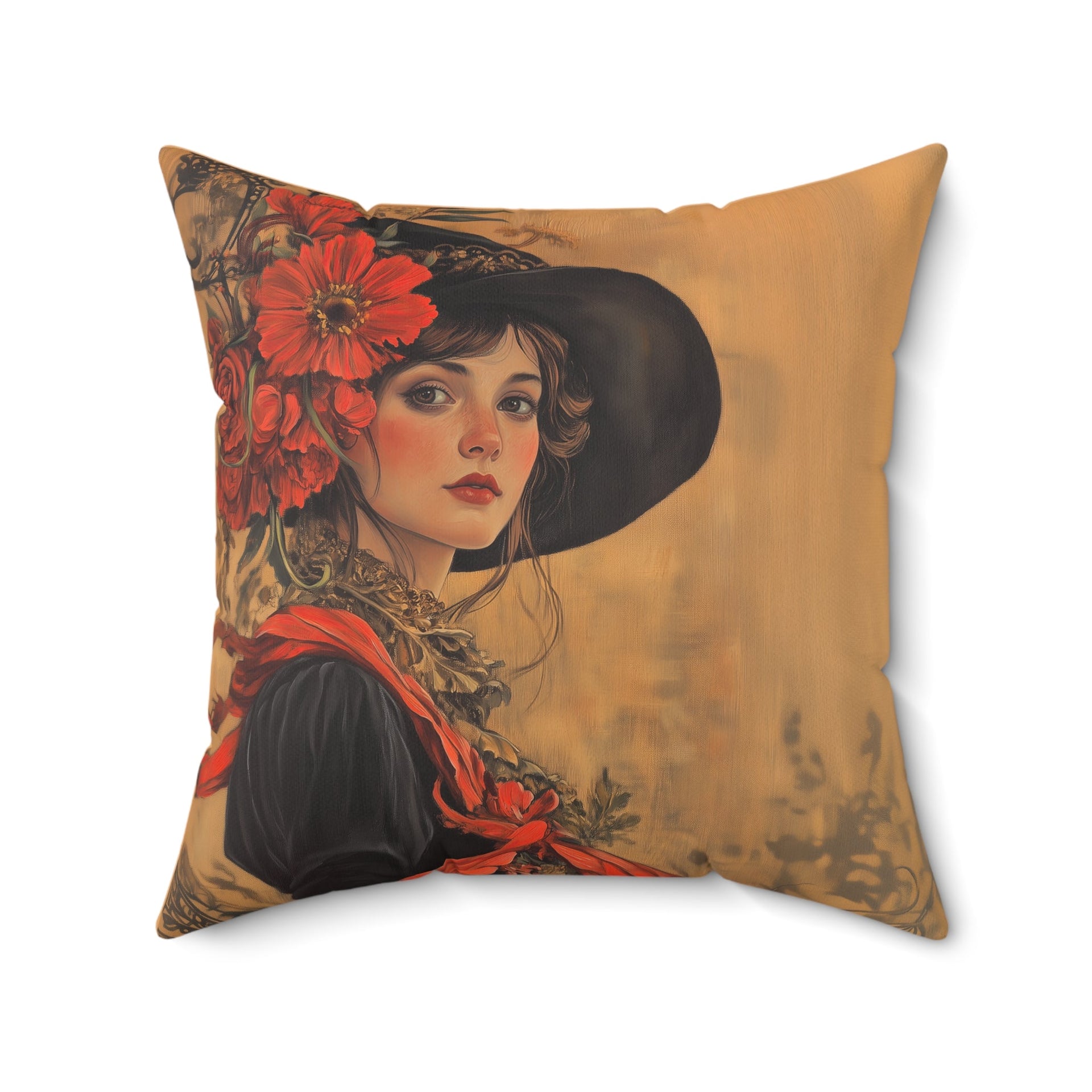 Microsuede Cushion / Autumn Fall Art / Woman - Amelia /