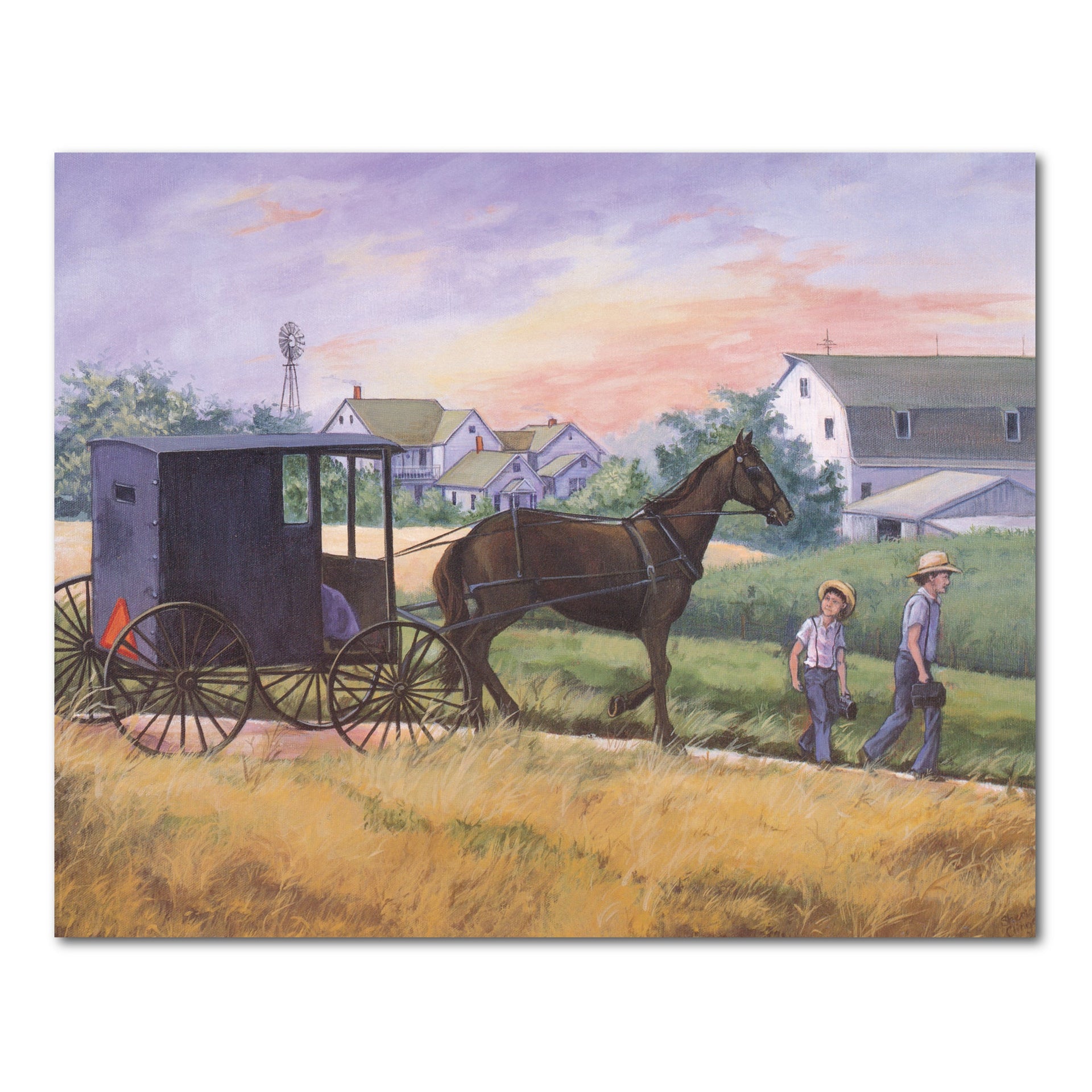 Amish Country Art Print – 16x20 Unframed Country Landscape With Horse Buggy