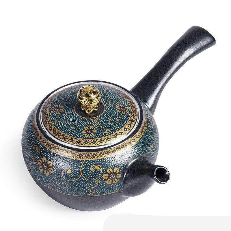 Jingdezhen Porcelain Side Handle Teapot Gilt Silver 230ml Kung Fu Tea Pot