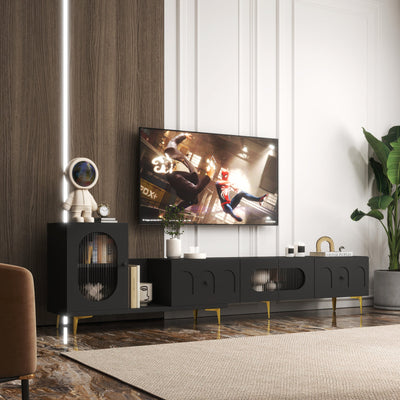 Wood Extendable TV Stand Entertainment Center Media TV Console for Living Room Bedroom