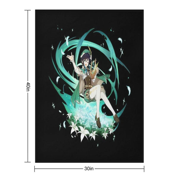 Genshin Impact - Venti Official Character Wish - Gacha Splash Art Travel-friendly Throw Blanket