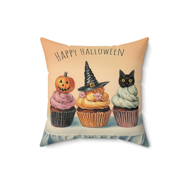 Microsuede Cushion / Halloween Art / Cupcakes /