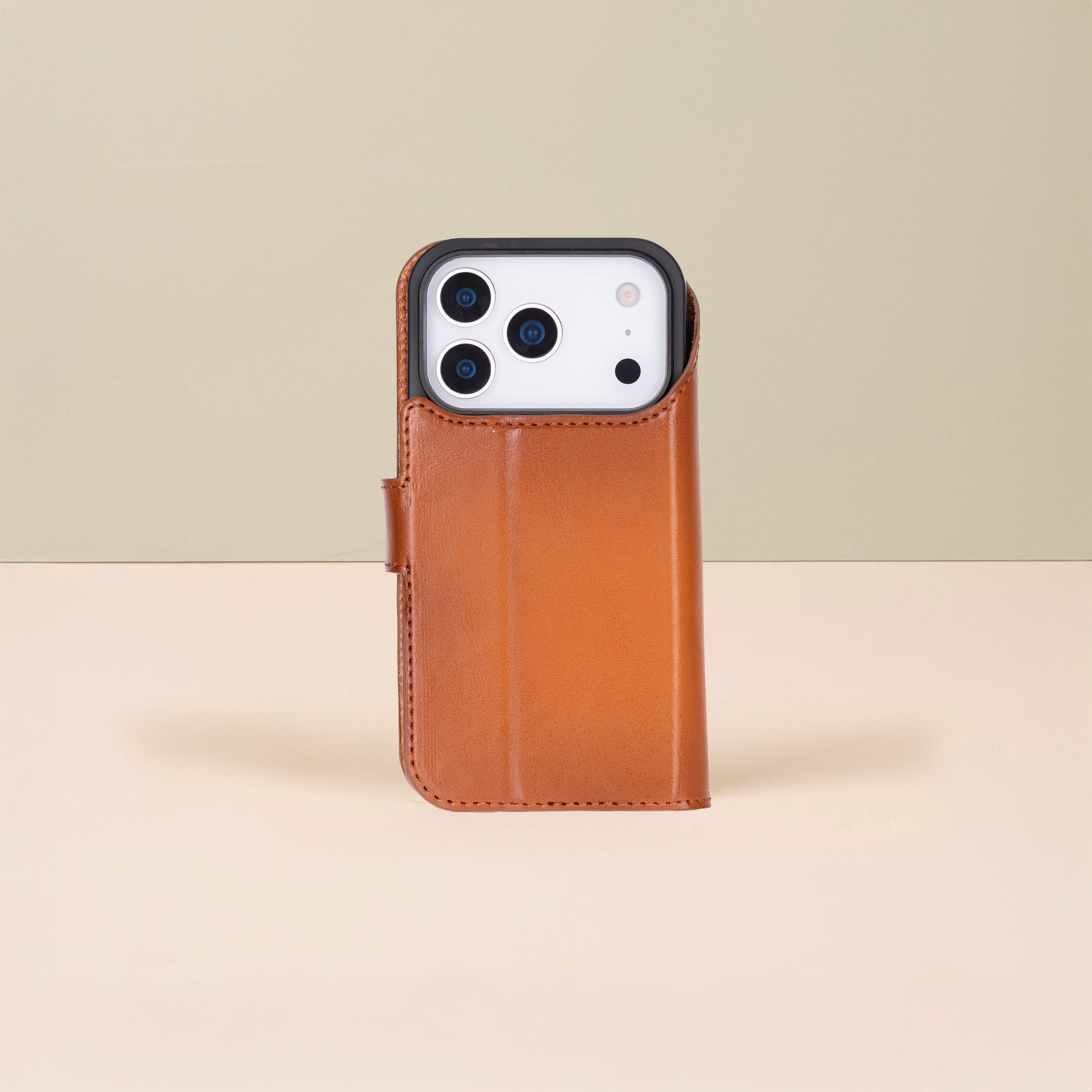 Leather iPhone 17 Pro Max Wallet Case – Rustic Brown - Austin