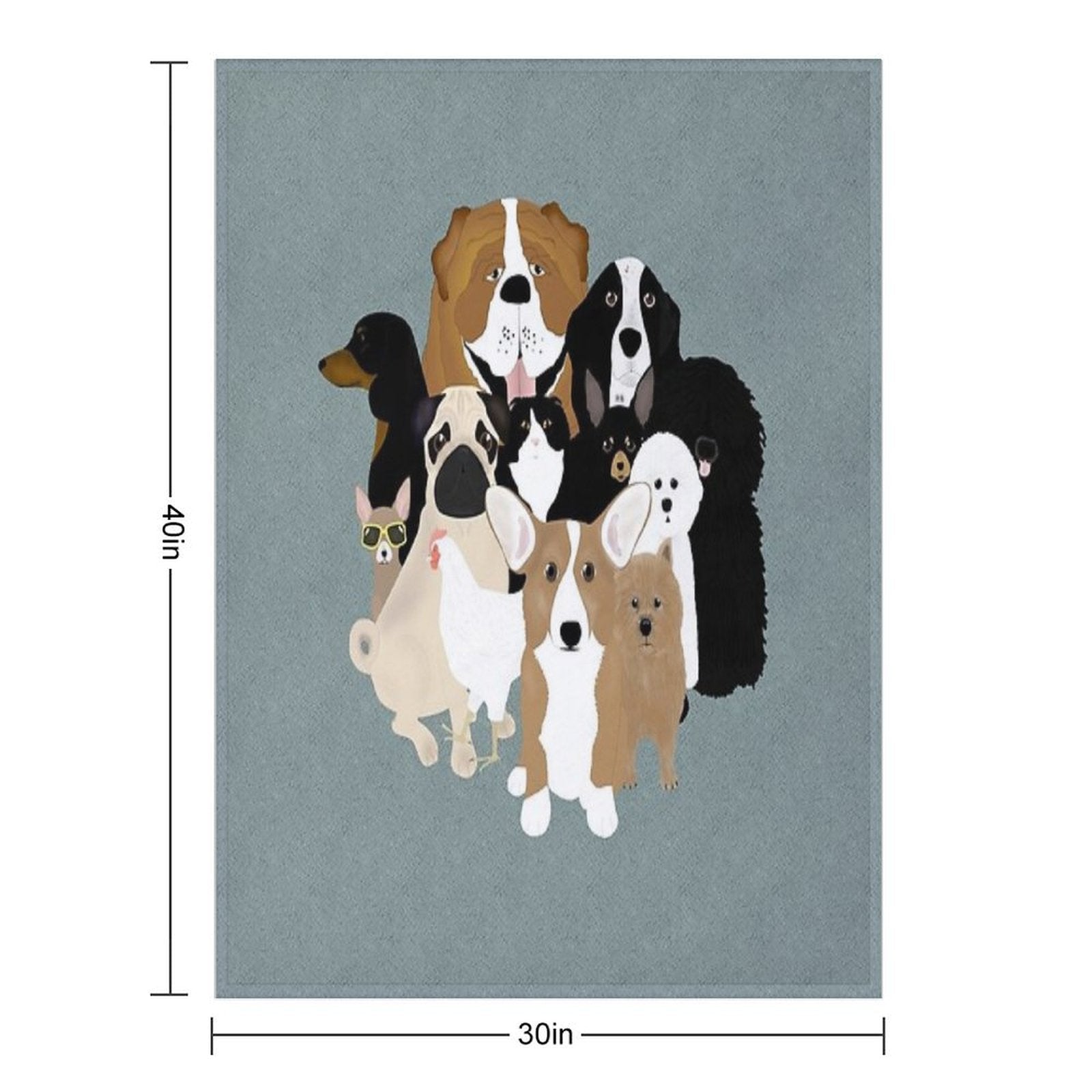 Dogs, A Cat And A Chicken Velvety-soft Throw Blanket