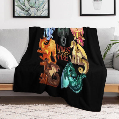 Wings of Fire - Jade Winglet Dragonets Moonwatcher, Winter, Qibli, Peril, Turtle, Umber, Kinkajou Throw Blanket