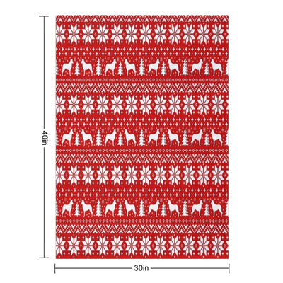 Smooth Collie Silhouettes Red And White Christmas Holiday Pattern Throw Blanket