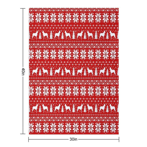 Smooth Collie Silhouettes Red And White Christmas Holiday Pattern Throw Blanket