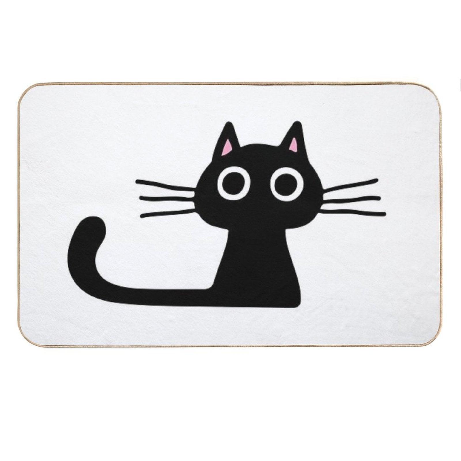 Cutie Kitty Cat Wide Eyed Black Kitten Bath Mat