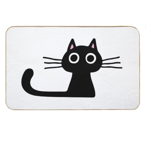 Cutie Kitty Cat Wide Eyed Black Kitten Bath Mat