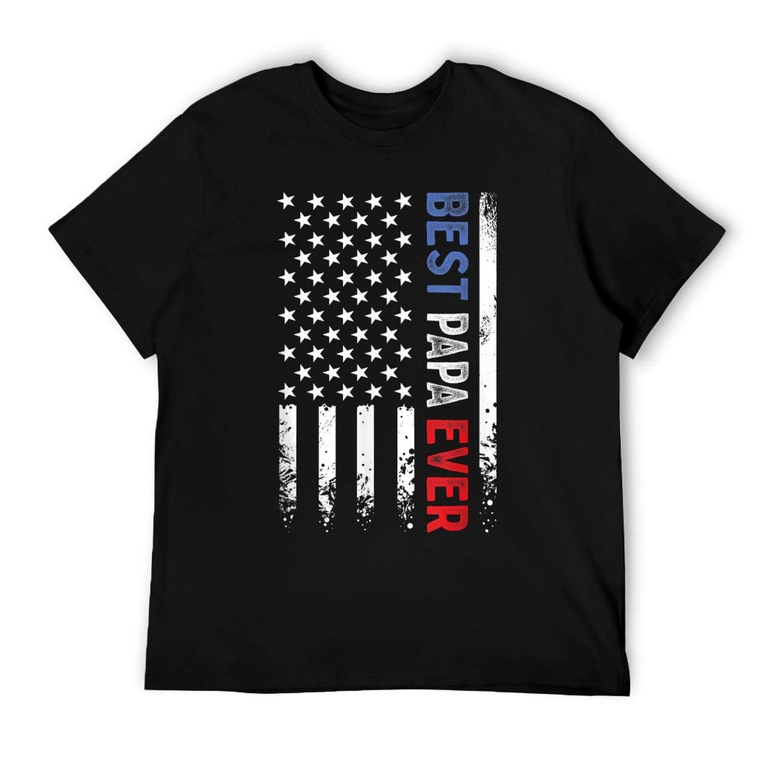 Father's Day Best Papa Ever with US American Flag T-Shirt