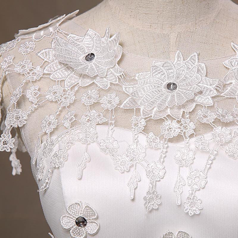 Elegant Lace Flower Shoulder Dress With Intricate Detailing For Weddings And Special Occasions