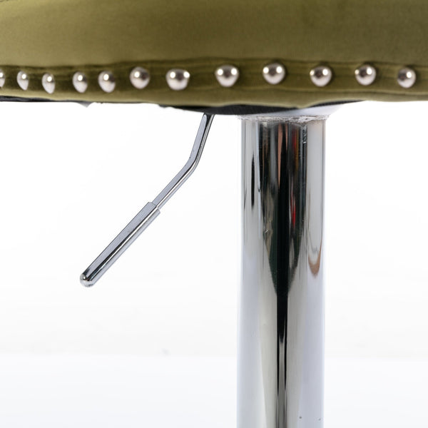 Modern Velvet Swivel Barstools with Adjustable Seat Height and Chrome Base