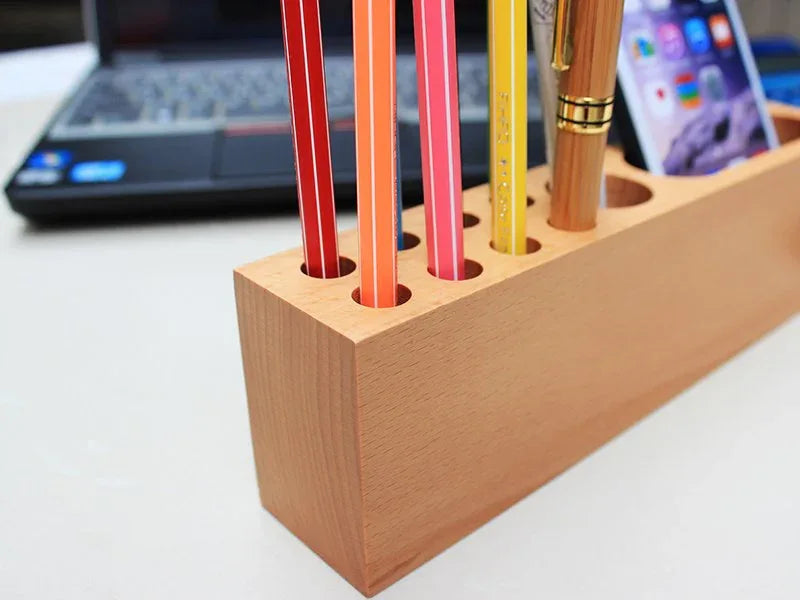 Wood Phone Holder & Pen Container