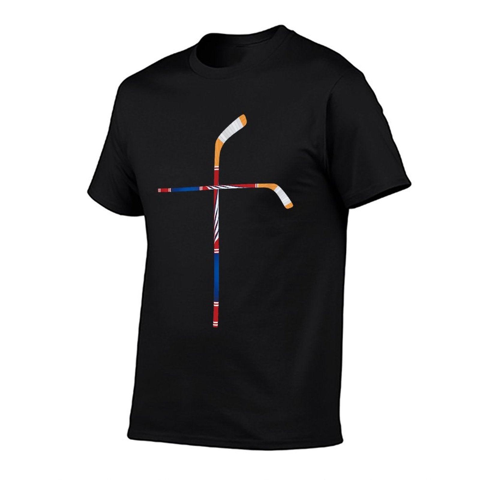 Christian Ice Hockey Sticks Cross Faith Sports T-Shirt