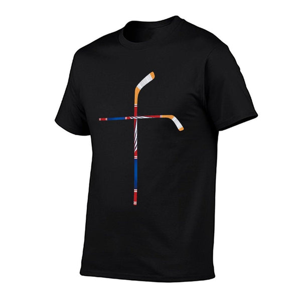 Christian Ice Hockey Sticks Cross Faith Sports T-Shirt