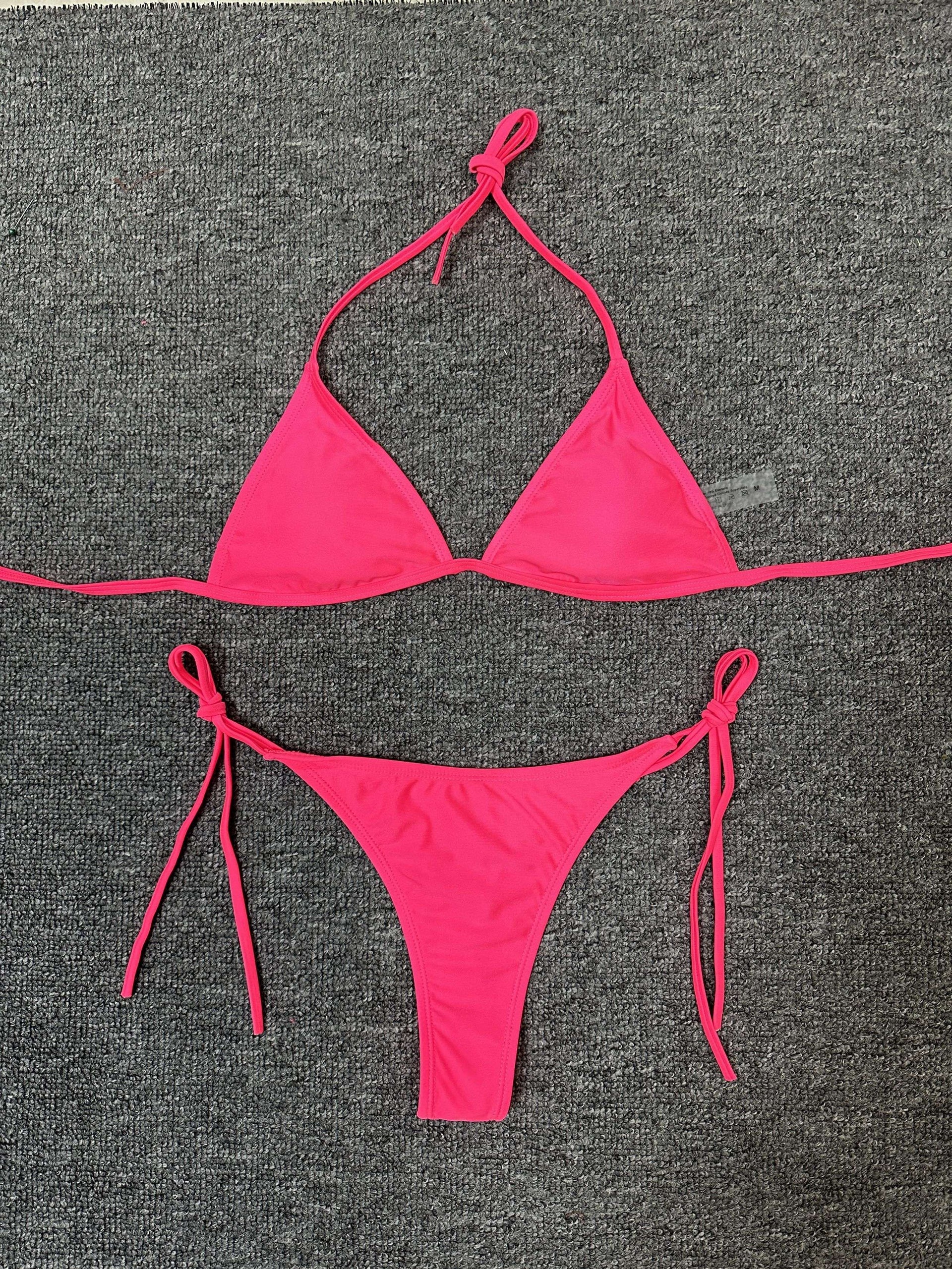 Bikini Leopard Print 2 Piece Swimsuit for Women – High Cut Lace-Up Backless Flattering Bikini Set with Halter Spaghetti Strap – Stretchy Sexy and Stylish Swimwear for Pool Beach and Summer Vacation