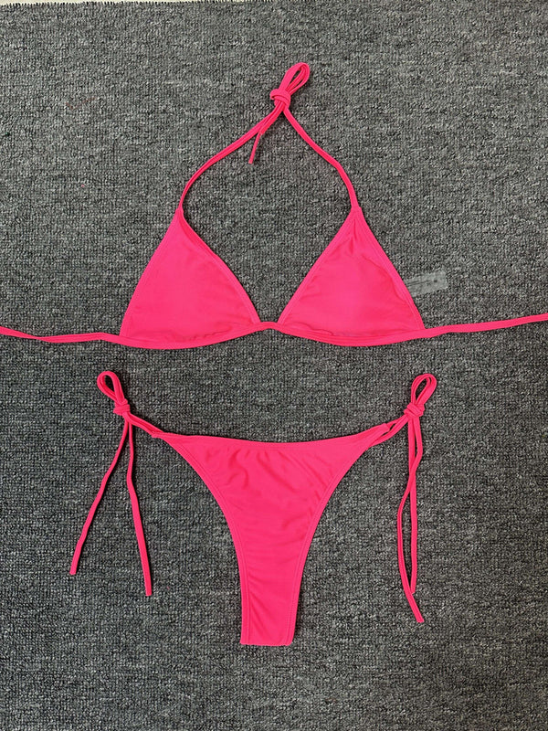 Bikini Leopard Print 2 Piece Swimsuit for Women – High Cut Lace-Up Backless Flattering Bikini Set with Halter Spaghetti Strap – Stretchy Sexy and Stylish Swimwear for Pool Beach and Summer Vacation