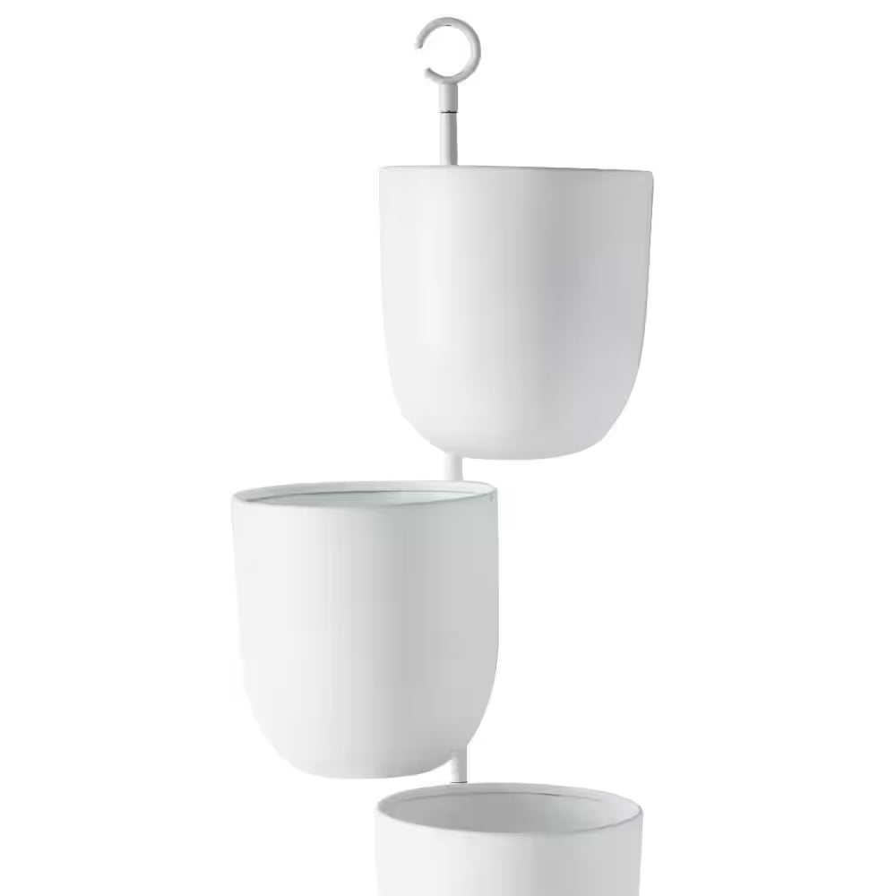 12 In. X 25 In. Contemporary Indoor/Outdoor White Metal Hanging Wall Planter Rack
