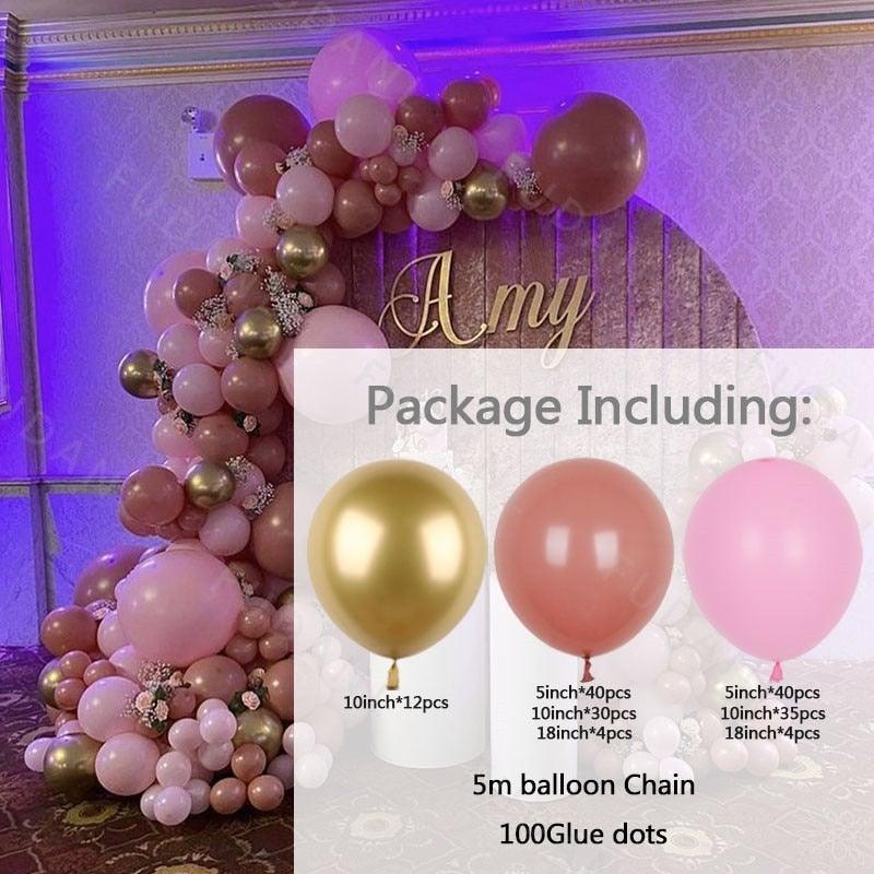 167Pcs Retro Pink Balloons Arch Kit Gold Latex Balloons For Wedding Anniversary Birthday Party Decoration Girl Birthday Party Decoration