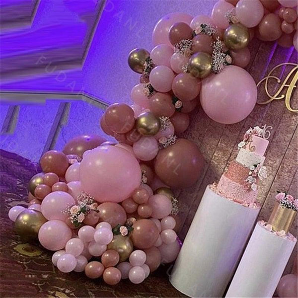 167Pcs Retro Pink Balloons Arch Kit Gold Latex Balloons For Wedding Anniversary Birthday Party Decoration Girl Birthday Party Decoration