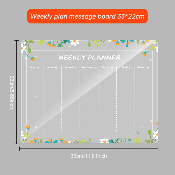 Acrylic message board magnetic refrigerator sticker household erasable calendar transparent note display board