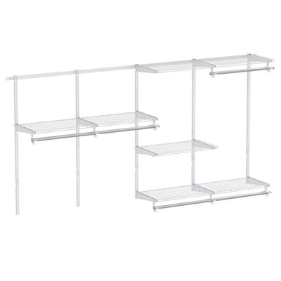 Closet System 4-8 FT Wall-Mounted Closet Shelves and Rod-White