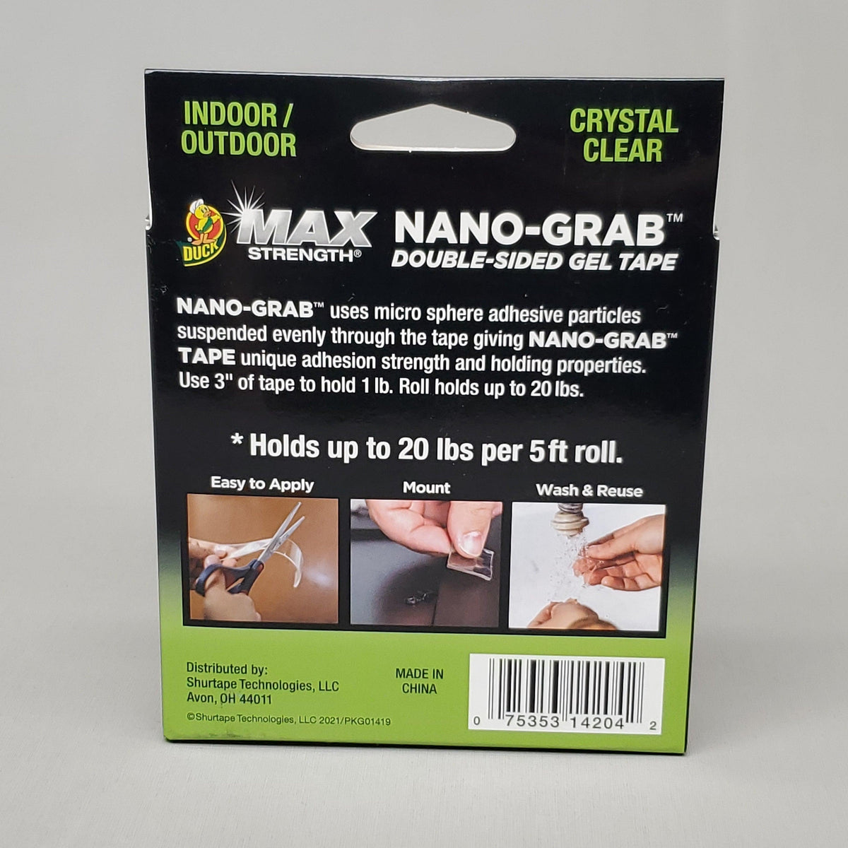 SHURTAPE Duck Max Strength Nano-Grab Double Sided Gel Tape .49
