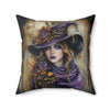 Microsuede Cushion / Halloween Art / Witch - Autumn /