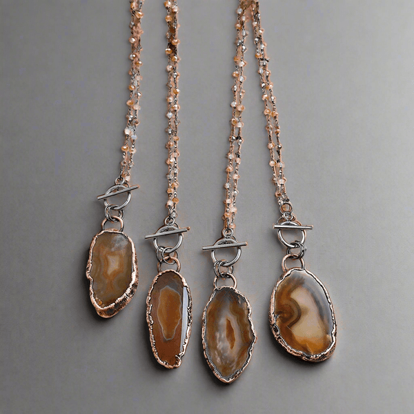 Handcrafted Agate Crystal Necklace Grounded Calm | By Blackbird & Sage