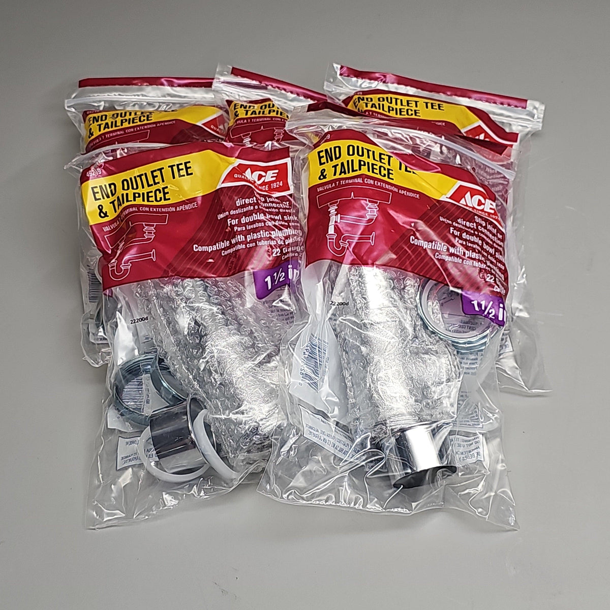 ACE End Outlet Tee & Tailpiece 5-PK 1.5