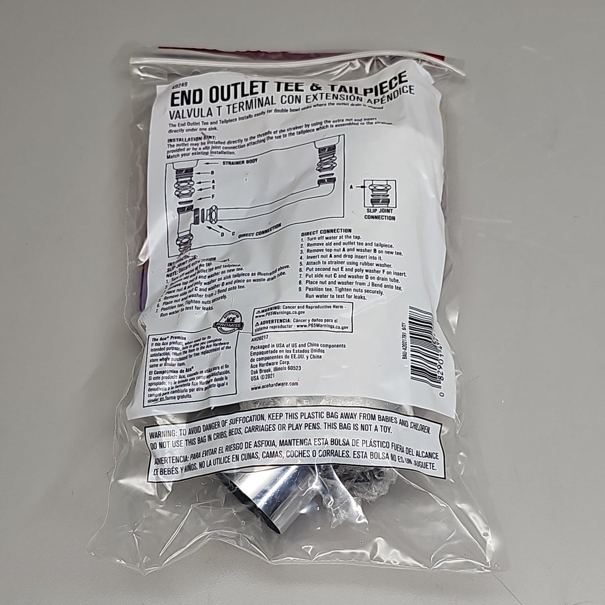ACE End Outlet Tee & Tailpiece 5-PK 1.5