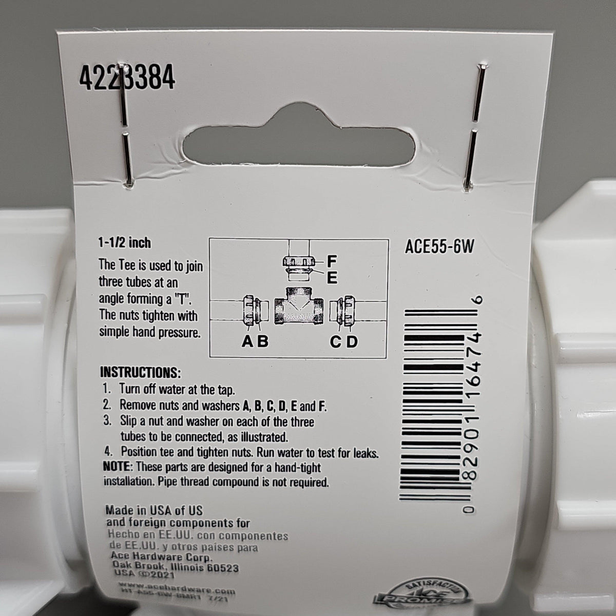 ACE Coupling Plastic Tee 3 Way 1.5