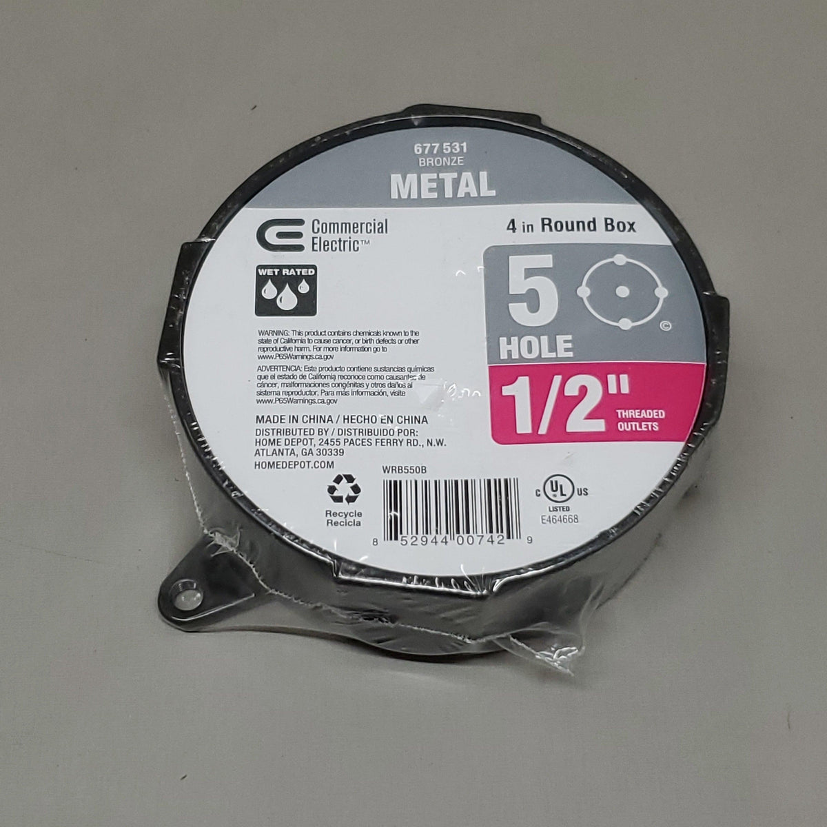 COMMERCIAL ELECTRIC Round Weatherproof Box 1/2