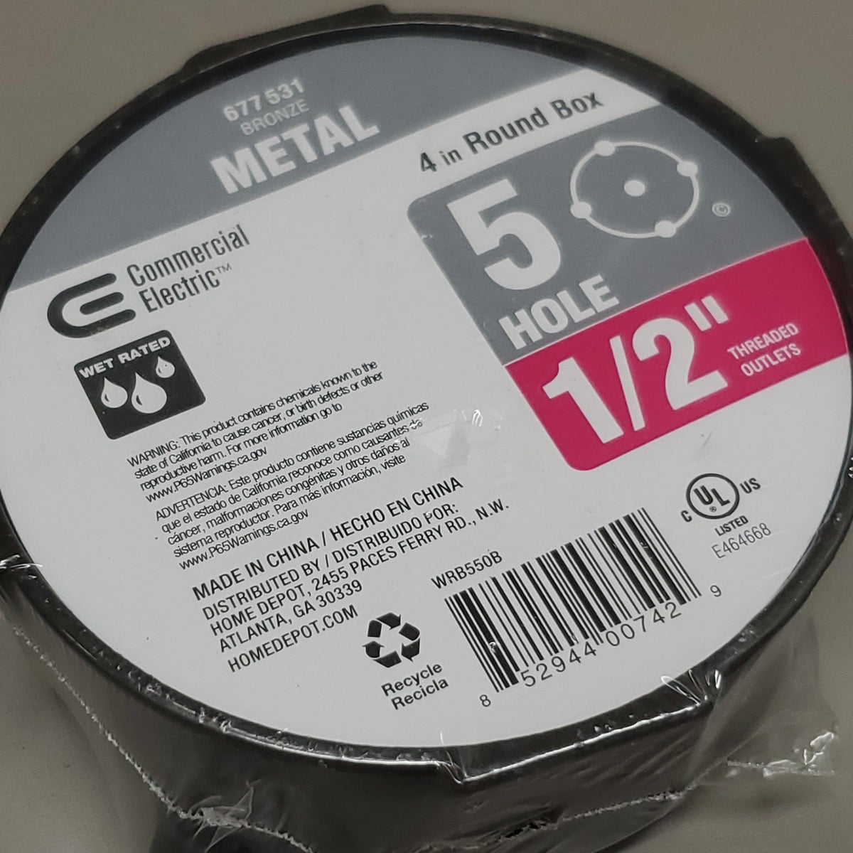COMMERCIAL ELECTRIC Round Weatherproof Box 1/2