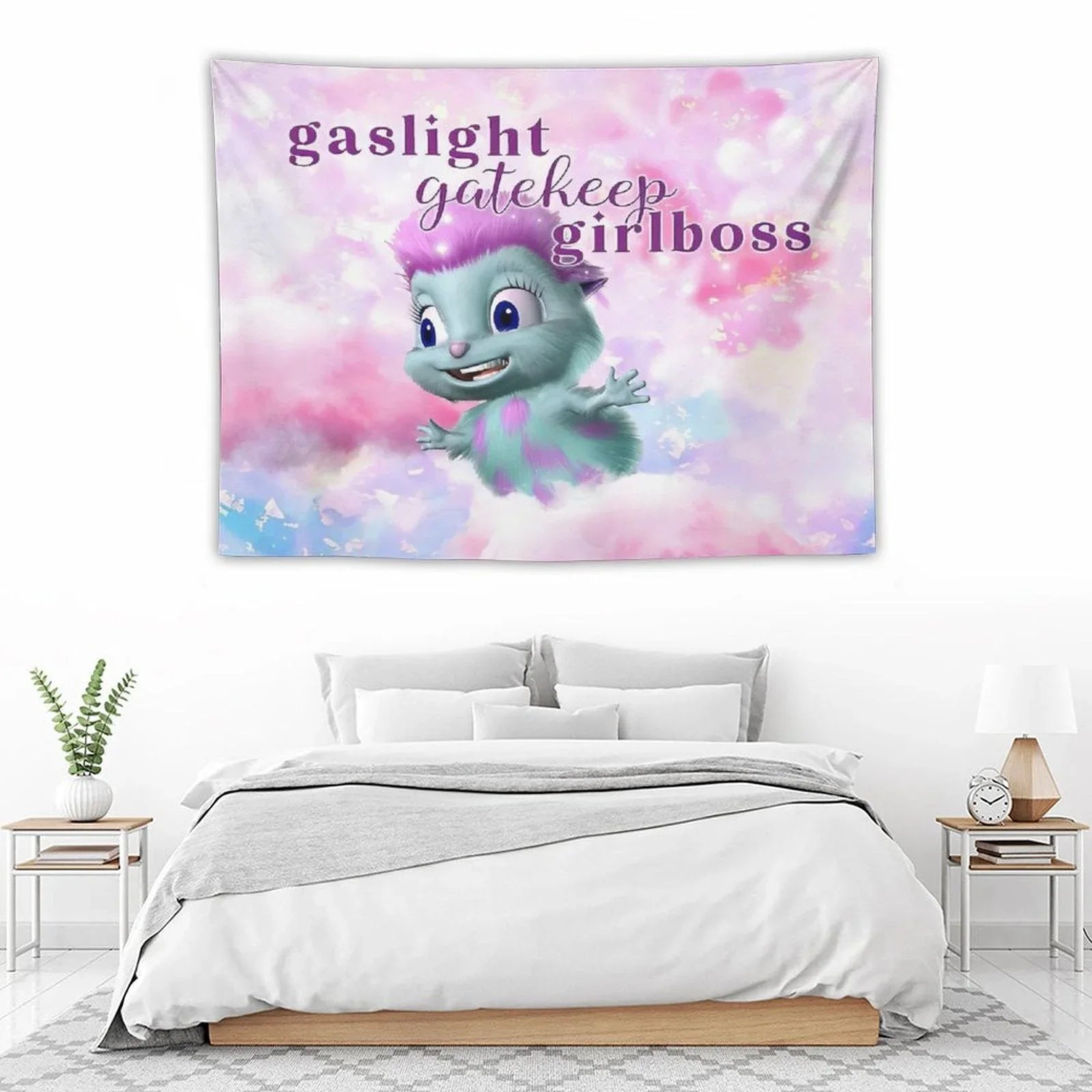 Bibble Beliefs -  Happiness Gaslight Gatekeep Girlboss Tapestry