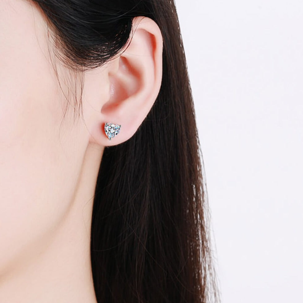 1 Carat Diamond Heart Stud Earrings