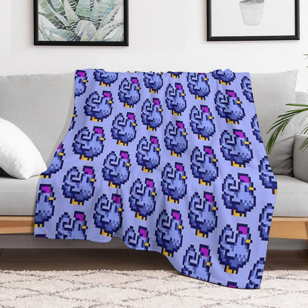 Blue Chicken Stardew Valley Plush Throw Blanket