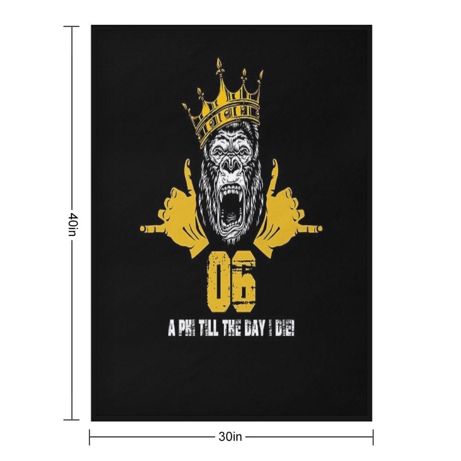 Mens Alpha 1906 Gorilla Hand Sign Phi Alpha Crown Throw Blanket