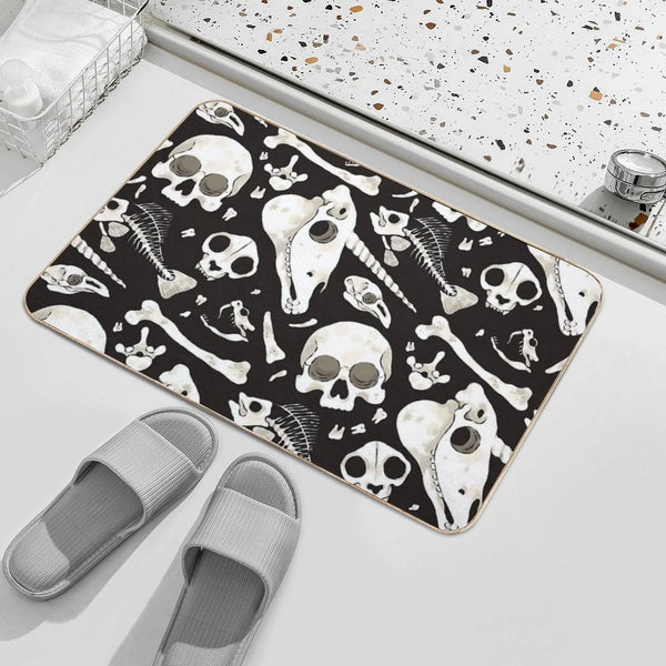 Black Skulls And Bones - Wunderkammer Durable Bath Mat