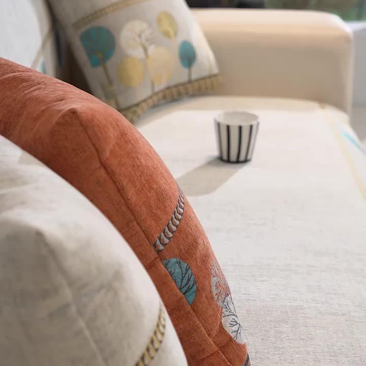 Pet Proof Couch Cover - Boho Chenille Sofa Cover with Tree Embroidery