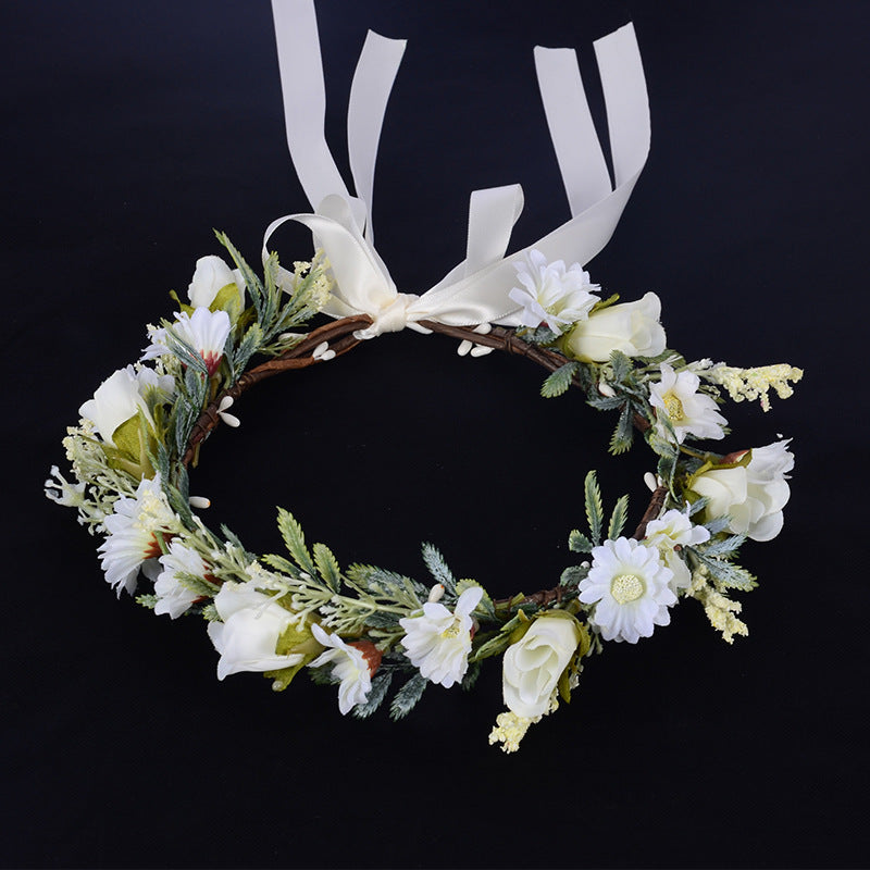 Korean style spring and summer fresh flower garland handmade wrapped fabric small chrysanthemum headpiece