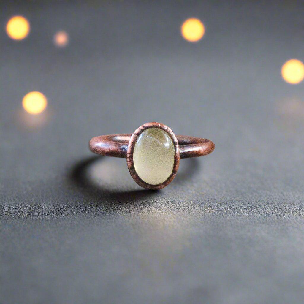 Copper Prehnite Ring Embracing Inner Peace | By Blackbird & Sage