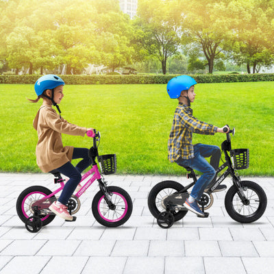 16 Inch Kids Bike Adjustable Bicycle with Front Basket for Children Aged 4-7 Years Old
